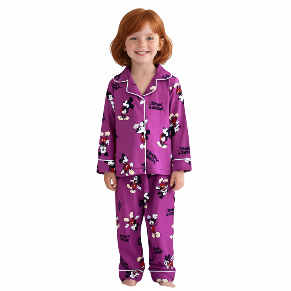 Character Mouse Print Button Pajama Set