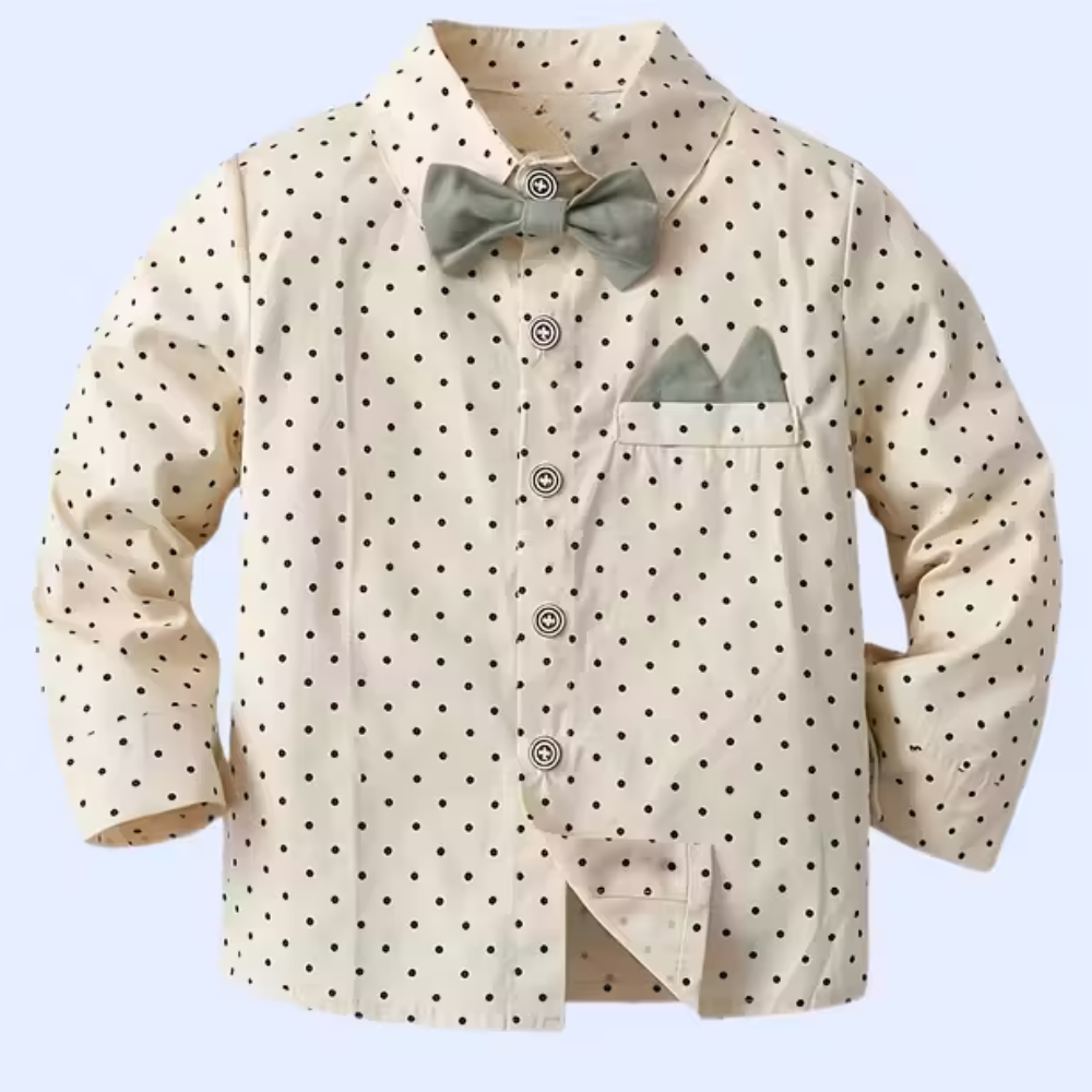 Gentleman Outfit Set With Long Sleeve Shirt With Bow Tie And Suspenders
