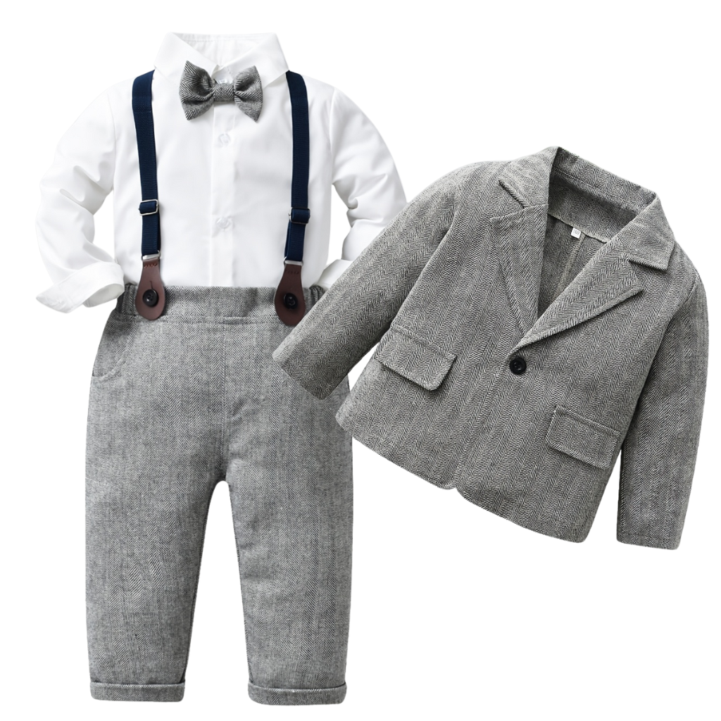3 Piece Long Sleeve Shirt Blazer And Pant Set For Boys