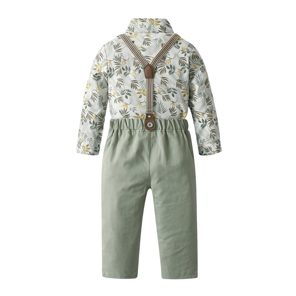 Formal Suit With Collar Bow Tie Long Sleeve Shirt And Pants Set For Boys