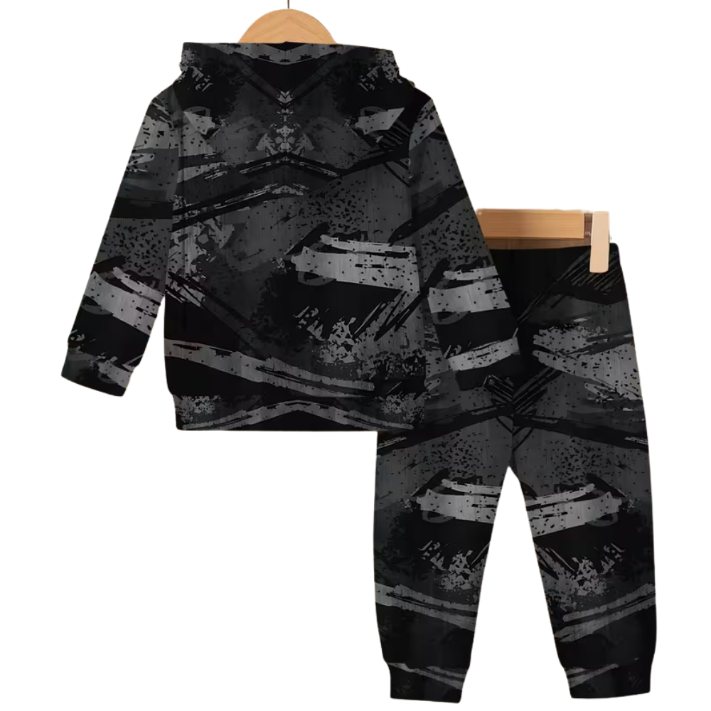 67 Print Casual Hoodie And Pants Set With Stripes