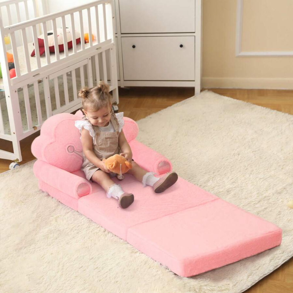 2-in-1 Foldable Princess Convertible Toddler Couch