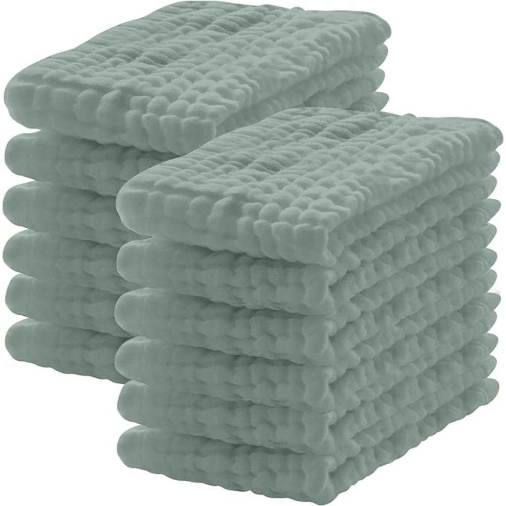 12 Of Pack Cotton Muslin Burp Cloths for Baby Large Extra Soft and Absorbent White