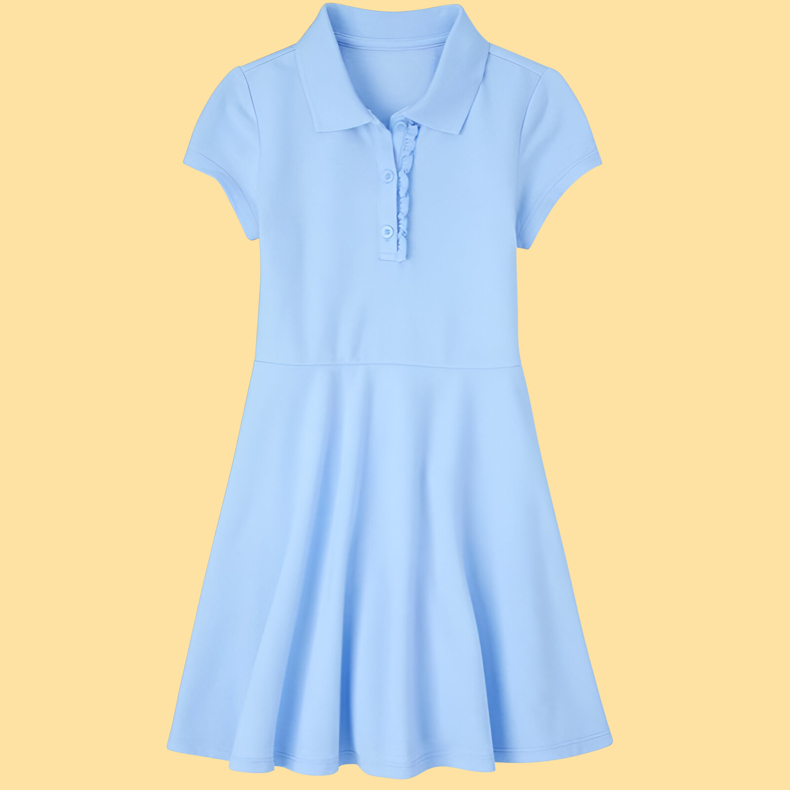 Girls Short Sleeve Ruffle Polo Dress
