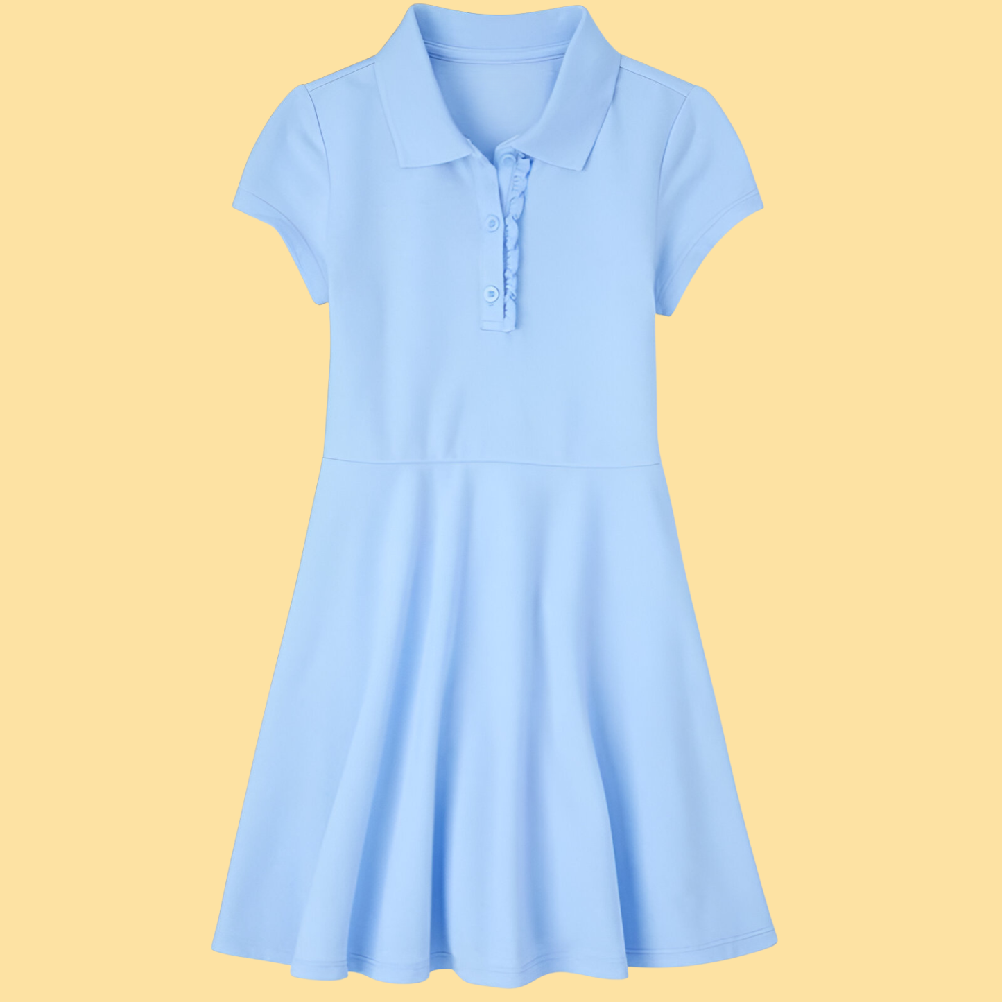 Girls Short Sleeve Ruffle Polo Dress