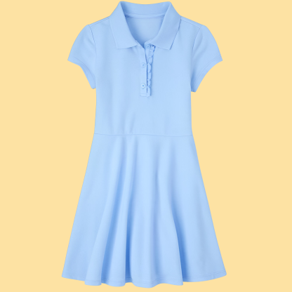 Girls Short Sleeve Ruffle Polo Dress