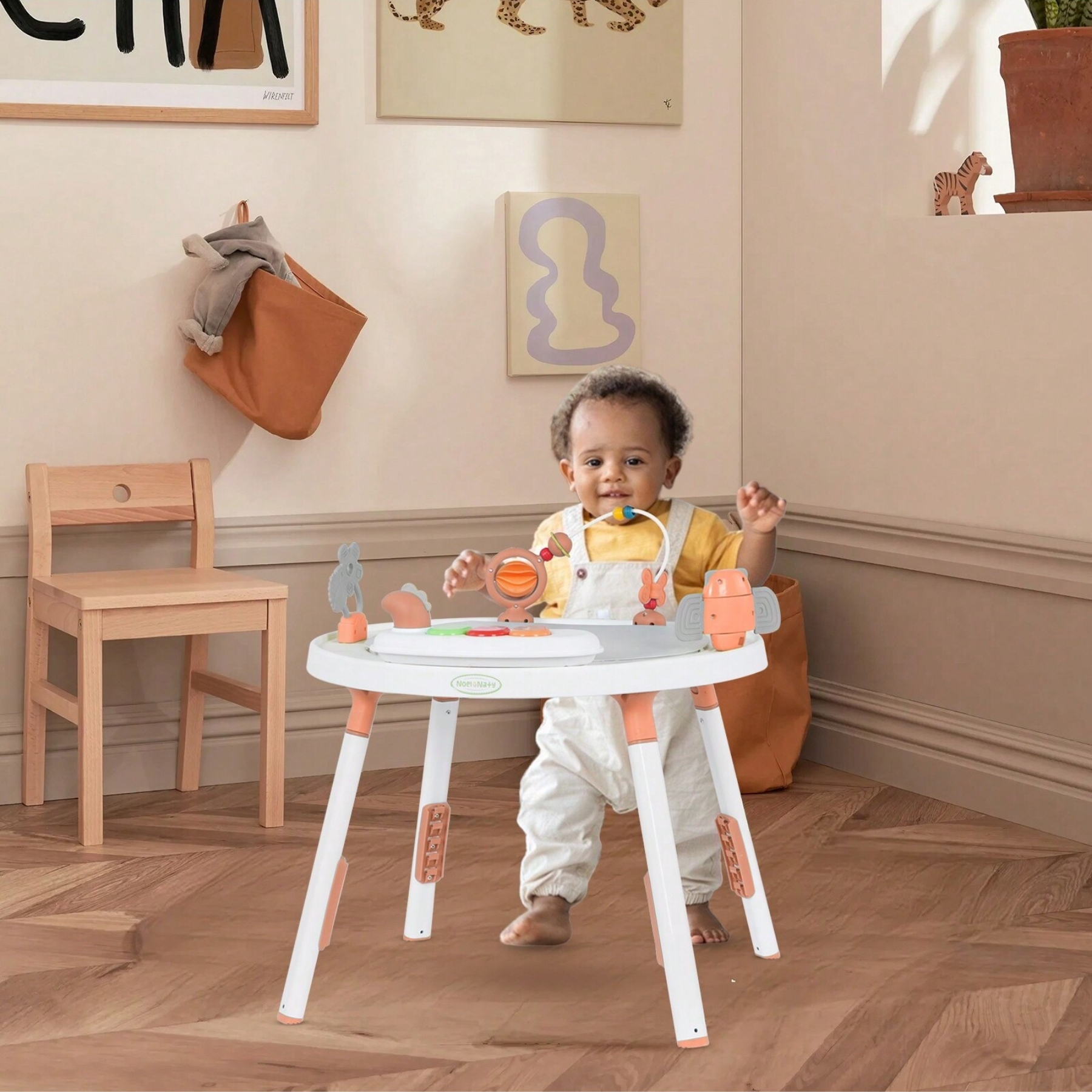 3 In 1 Baby Walker With Detachable Toys And 360° Swivel Seat