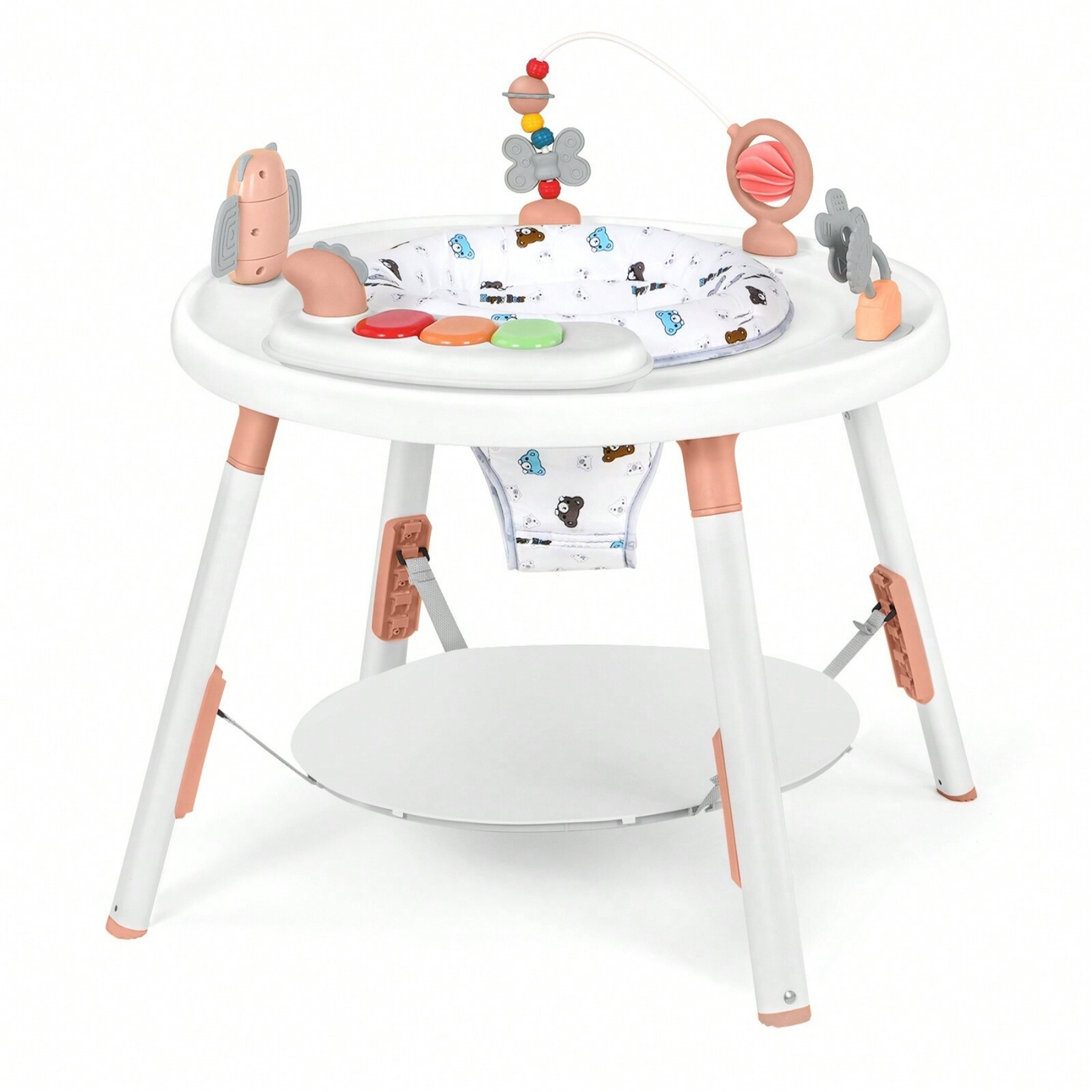 3 In 1 Baby Walker With Detachable Toys And 360° Swivel Seat