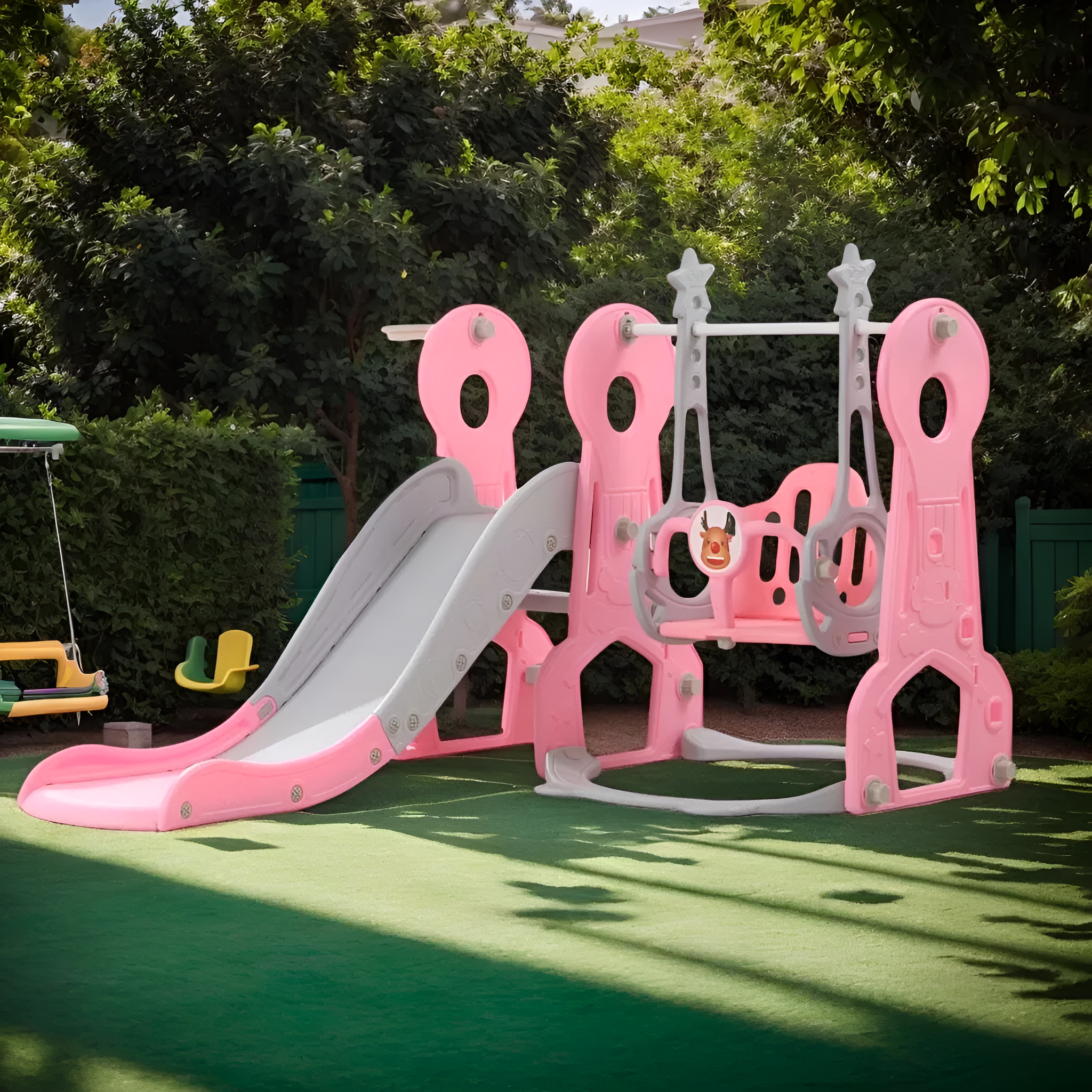 4-in-1 Kids Swing Slide Indoor Outdoor Playground Set