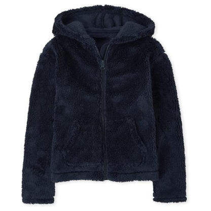Kids Long Sleeve Sherpa Zip Up Hoodie for Girls