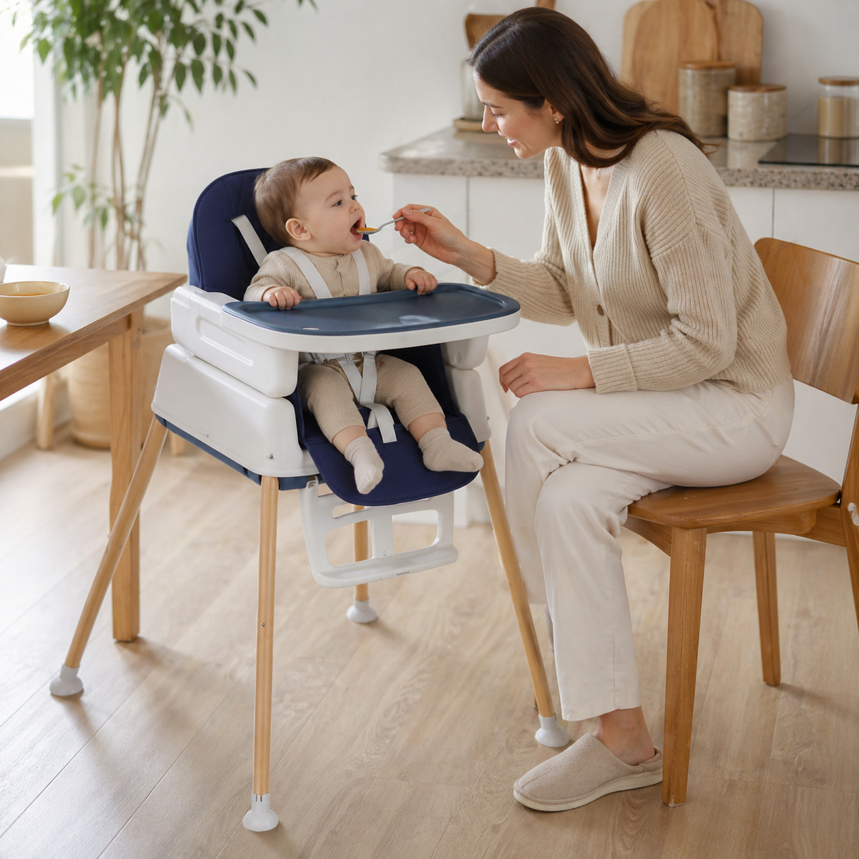 7-In-1 Foldable High Chair With Adjustable Height And Tray