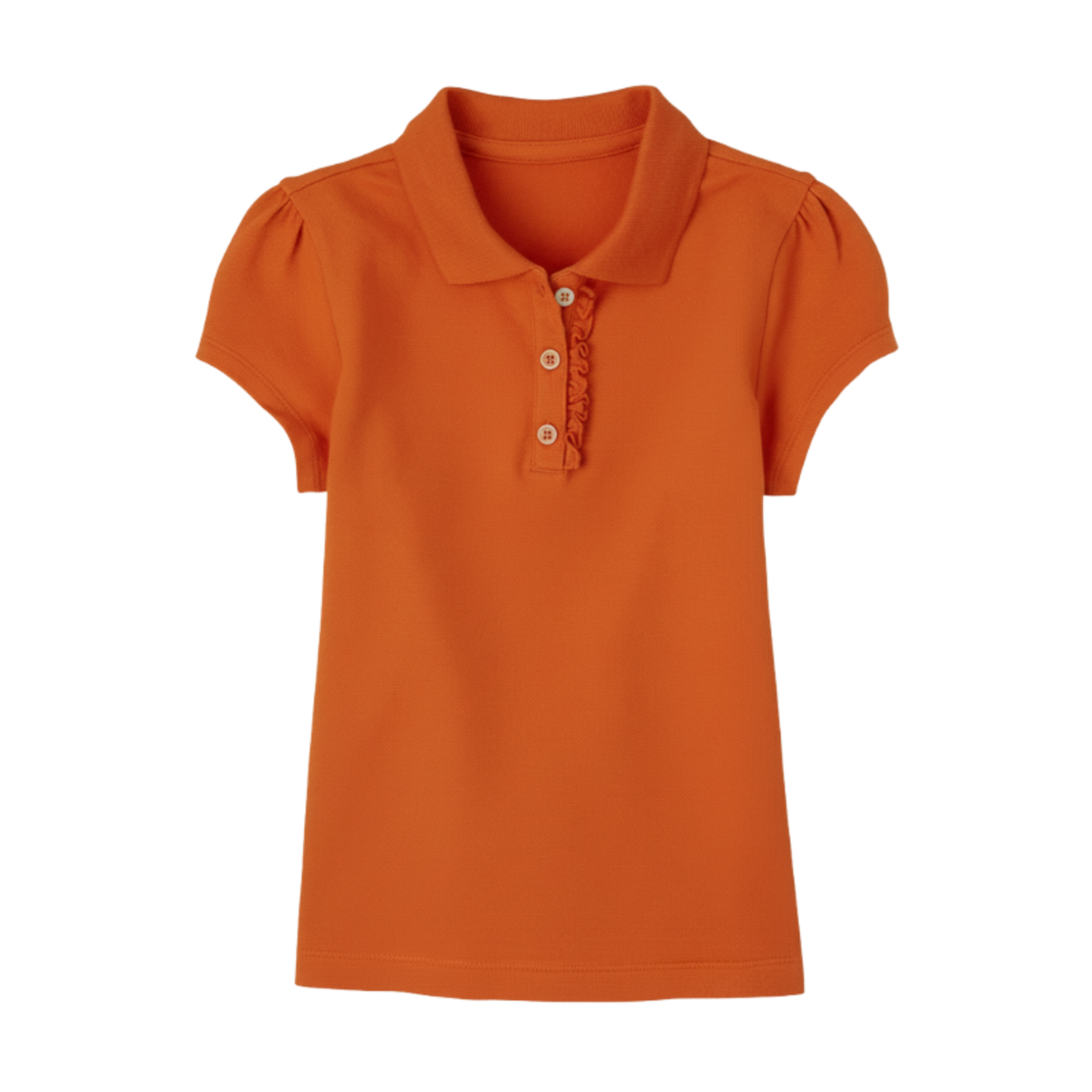 Short Sleeve Ruffle Pique Polo For Girls
