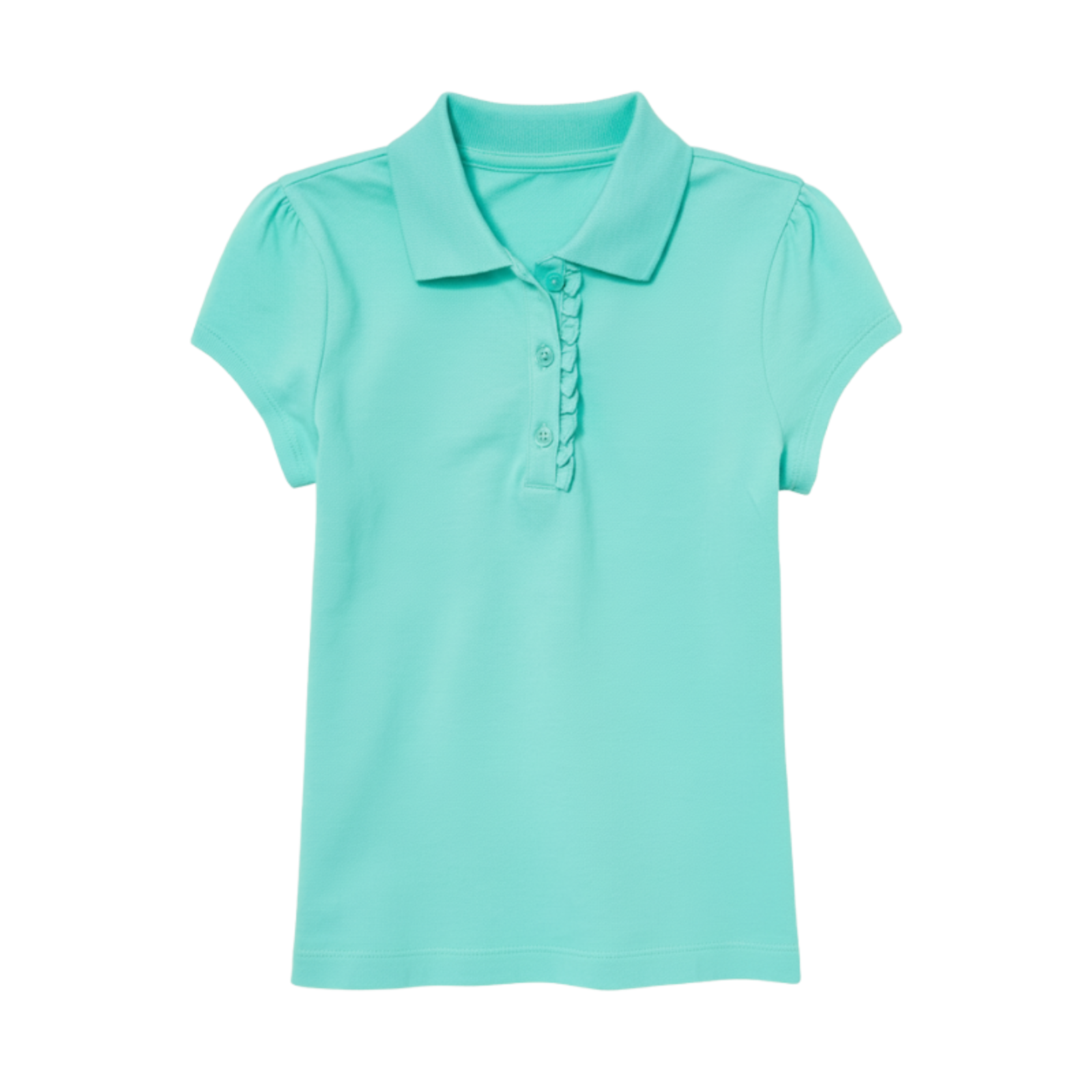 Short Sleeve Ruffle Pique Polo For Girls