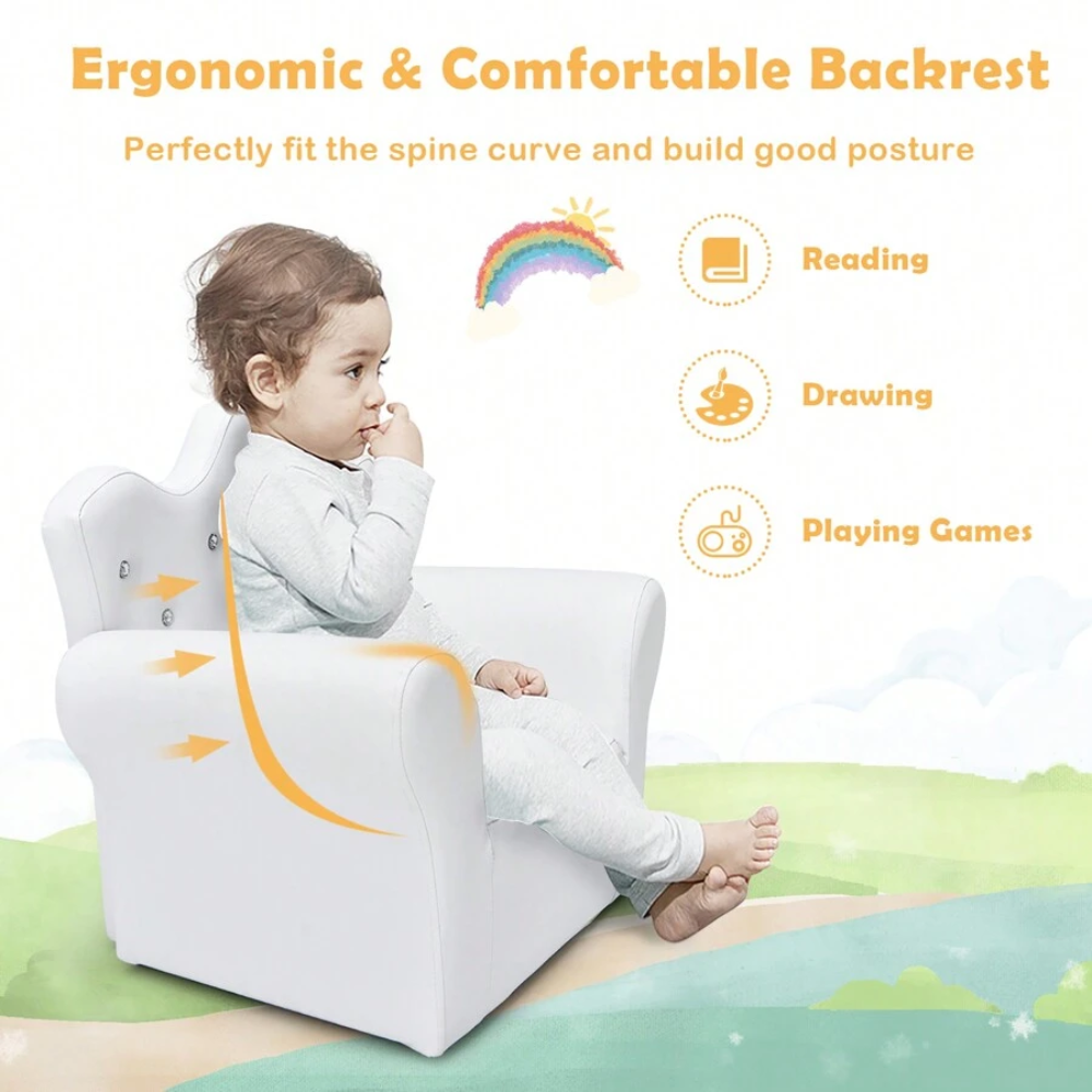 Toddler Princess Armchair With Matching Ottoman Whitepink