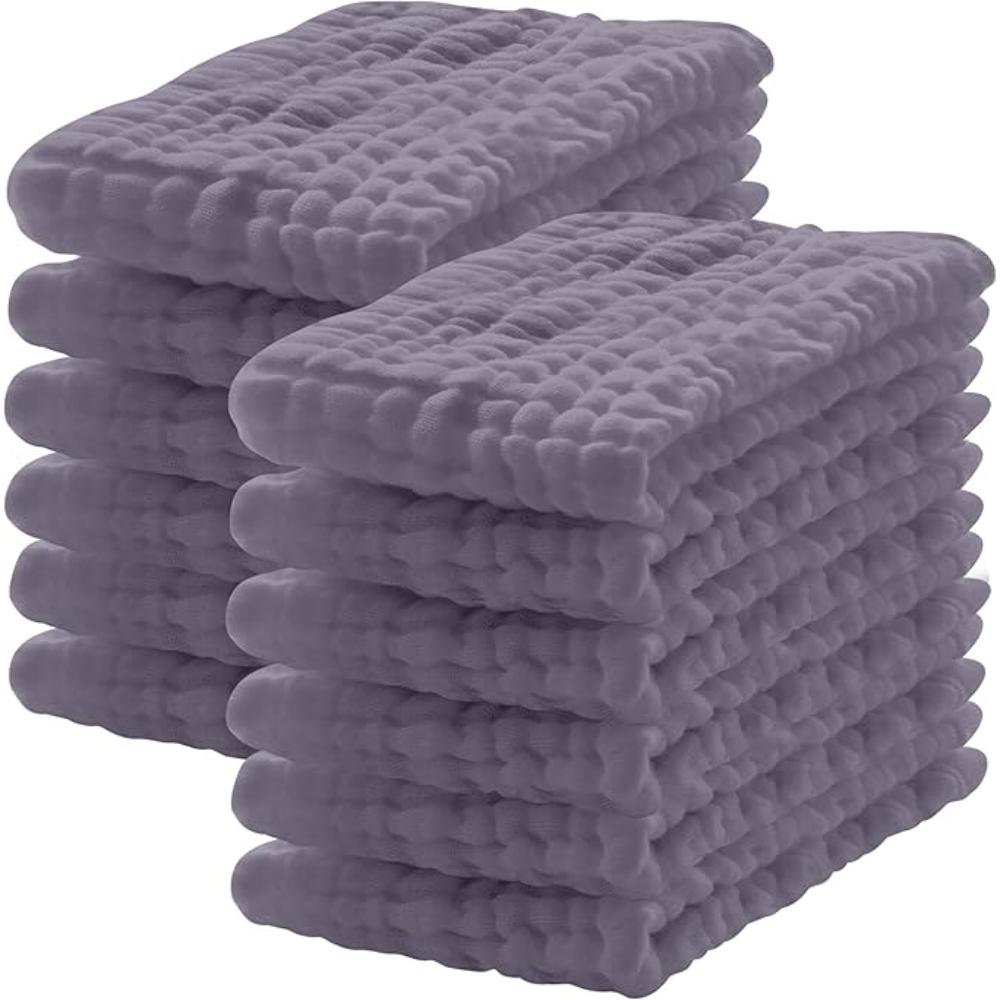 12 Of Pack Cotton Muslin Burp Cloths for Baby Large Extra Soft and Absorbent White