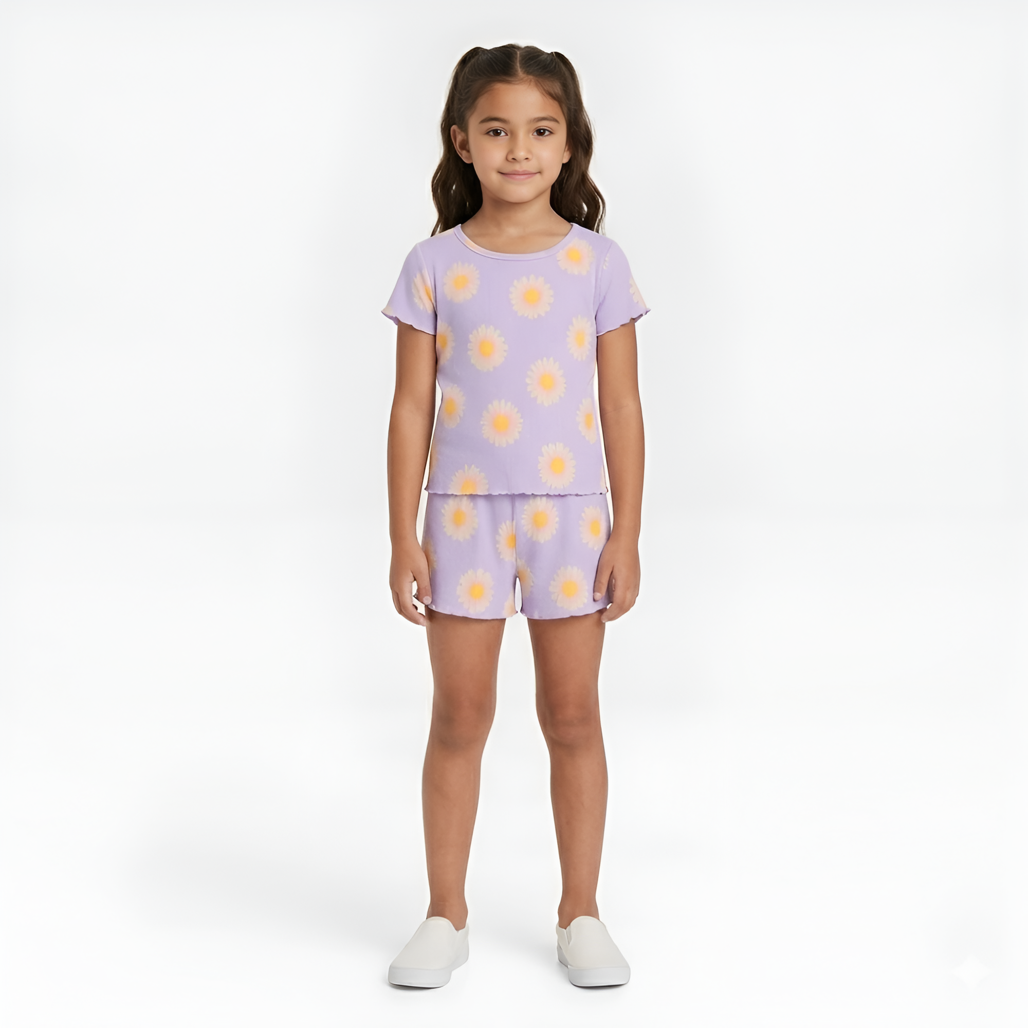 Colorful Art Print Pajama Set Of Top And Shorts