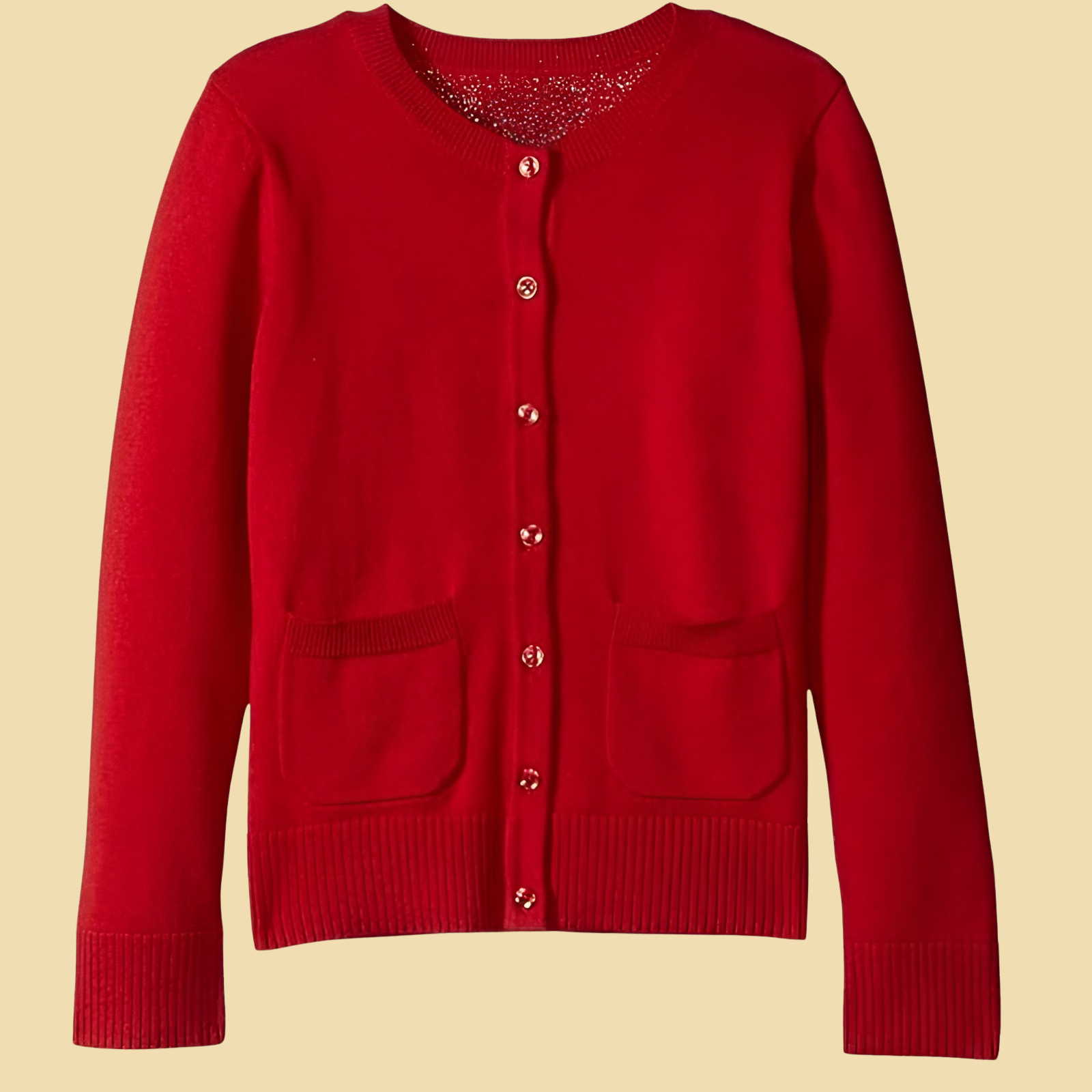 Girls and Toddlers Uniform Slim Fit Crewneck Cardigan Sweater