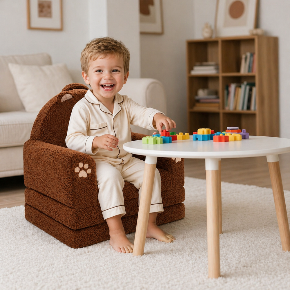 Kids Couch 2 in 1 Convertible Soft Sherpa Fabric Toddler Chairs