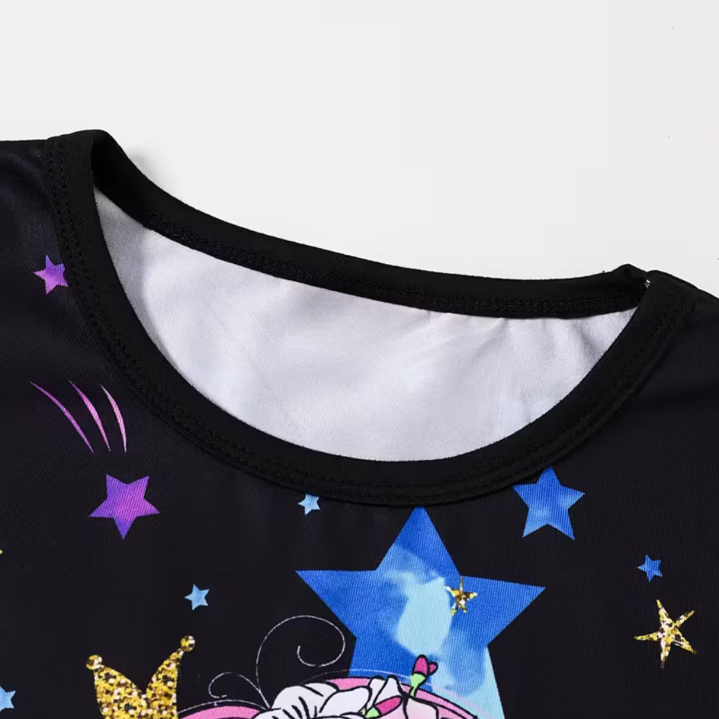 Luminous Unicorn With Sparkling Stars Pajama Set For Girls