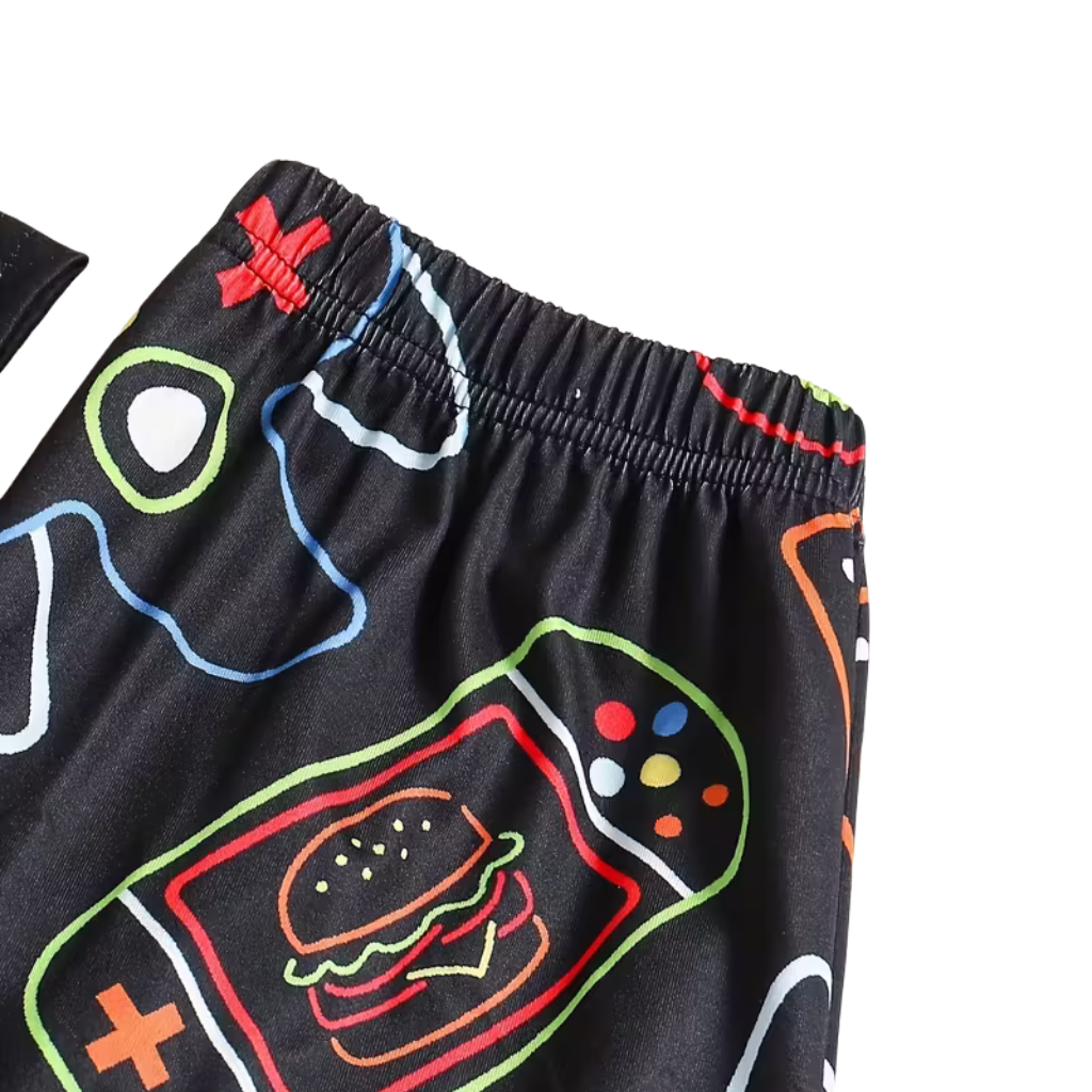 Game Console Print Short Sleeve Pajama Set For Boys