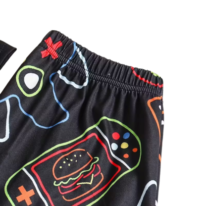 Game Console Print Short Sleeve Pajama Set For Boys