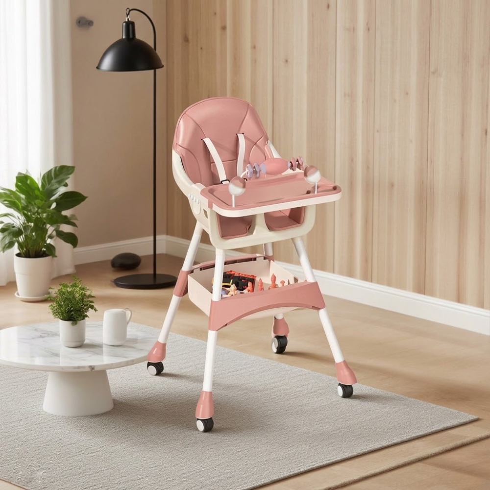 Portable Multi Functional High Chair Lock Wheels For Babies Toddlers
