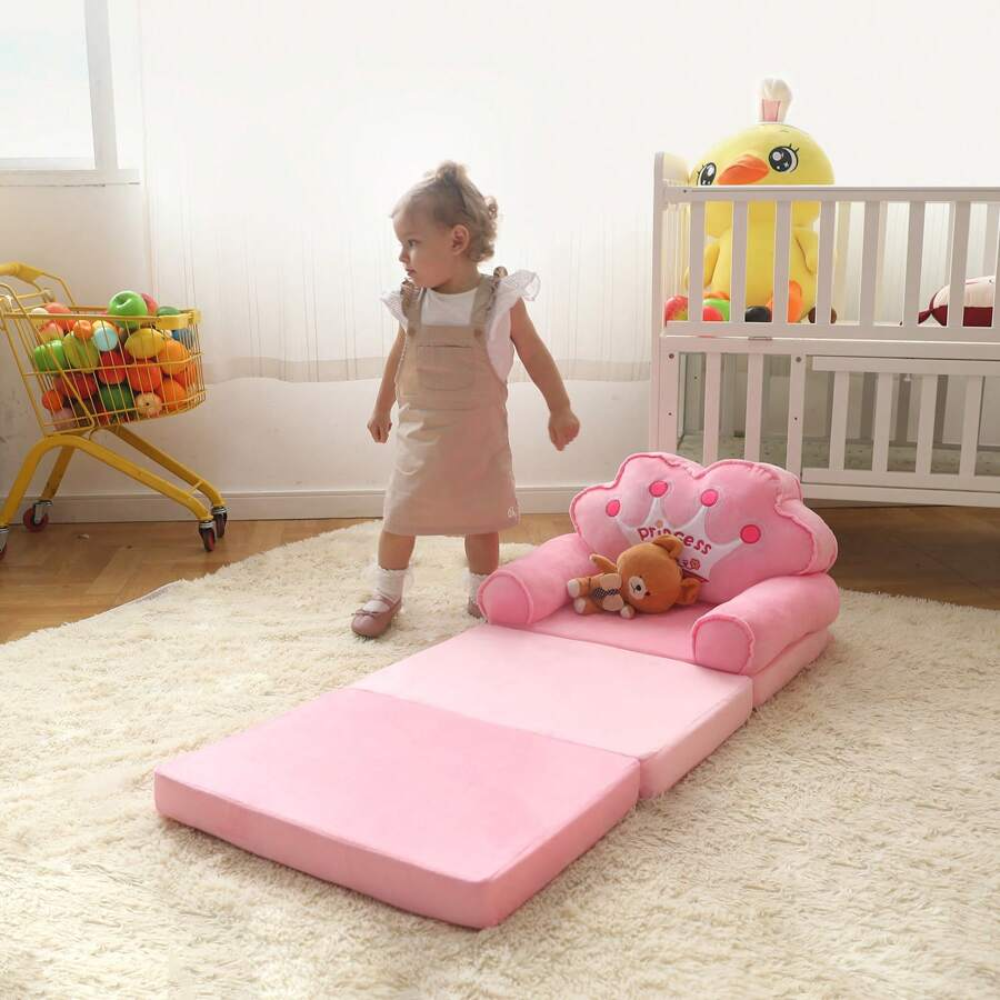 Kids Foldable Sofa Bed Princess Chair For Toddlers