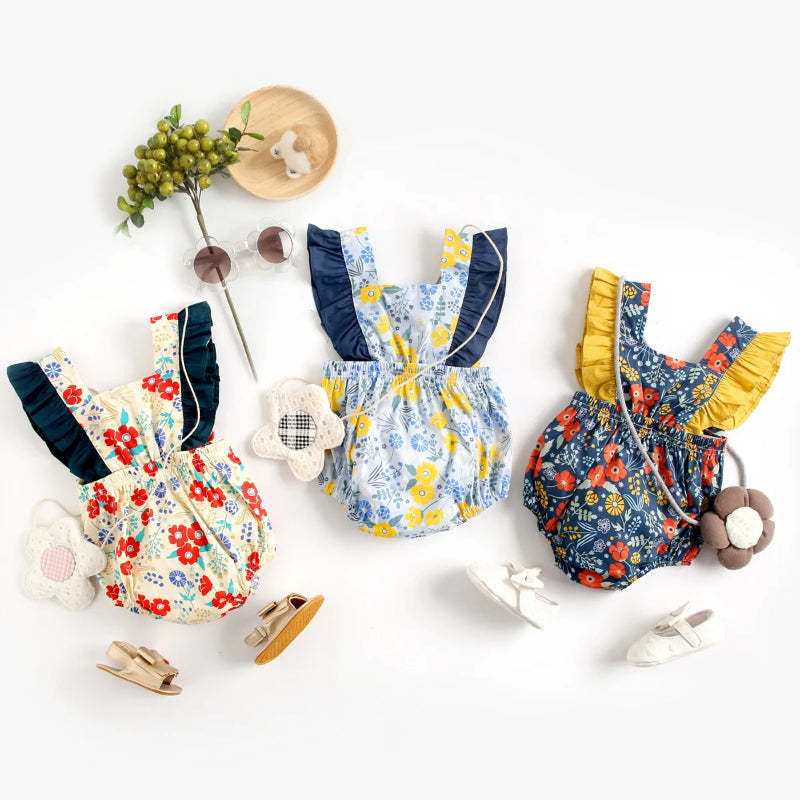 Floral Printed Summer Rompers-Cozy Stroller