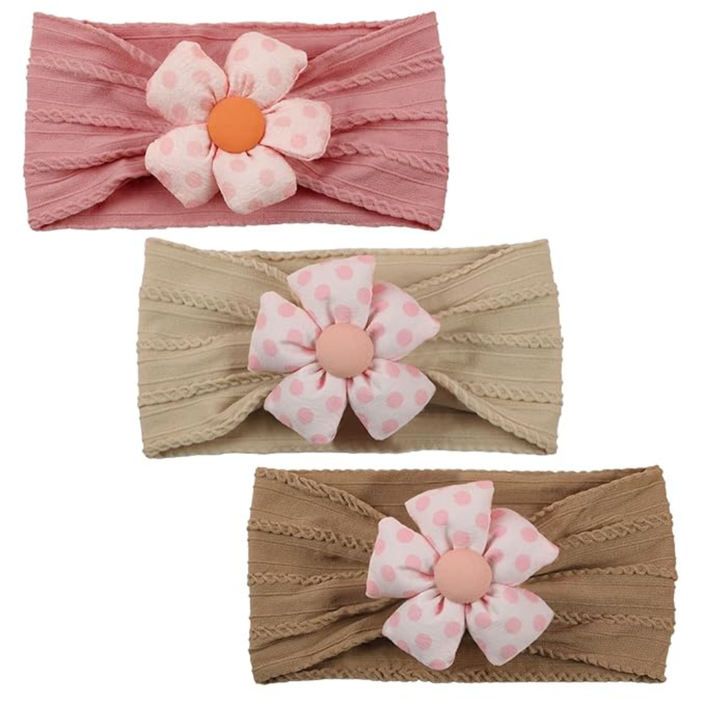 Baby Flower Soft Headbands For Baby Girls Pack Of 3