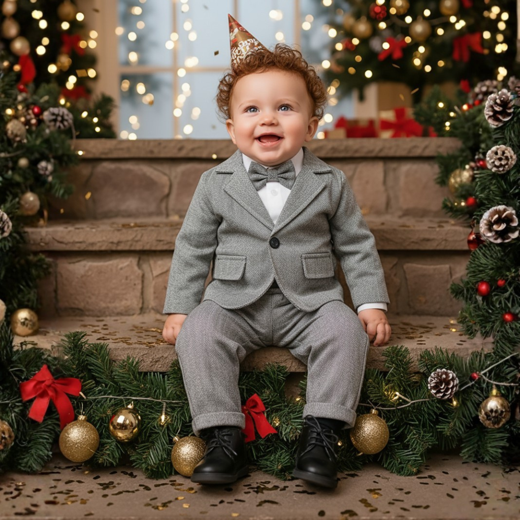 3 Piece Long Sleeve Shirt Blazer And Pant Set For Boys