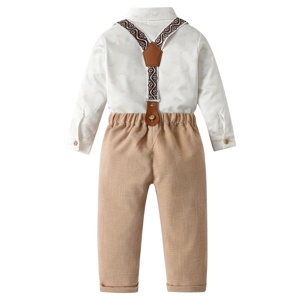 2 Piece Long Sleeve Shirt With Bow Tie Set For Boys