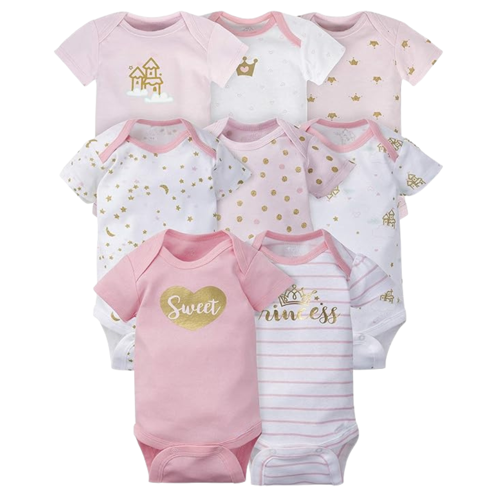 Pack of 8 Baby Girl Short Sleeve Onesies Bodysuits