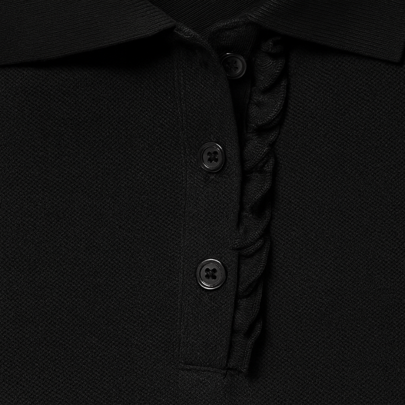 Girls Short Sleeve Ruffle Pique Polo