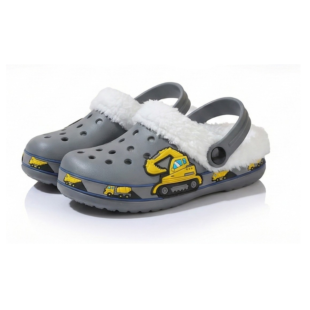 Cozy Clogs With Construction Vehicle Design