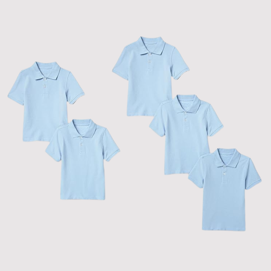 Pack Of 5 Short Sleeve School Uniform Shirts For Toddlers