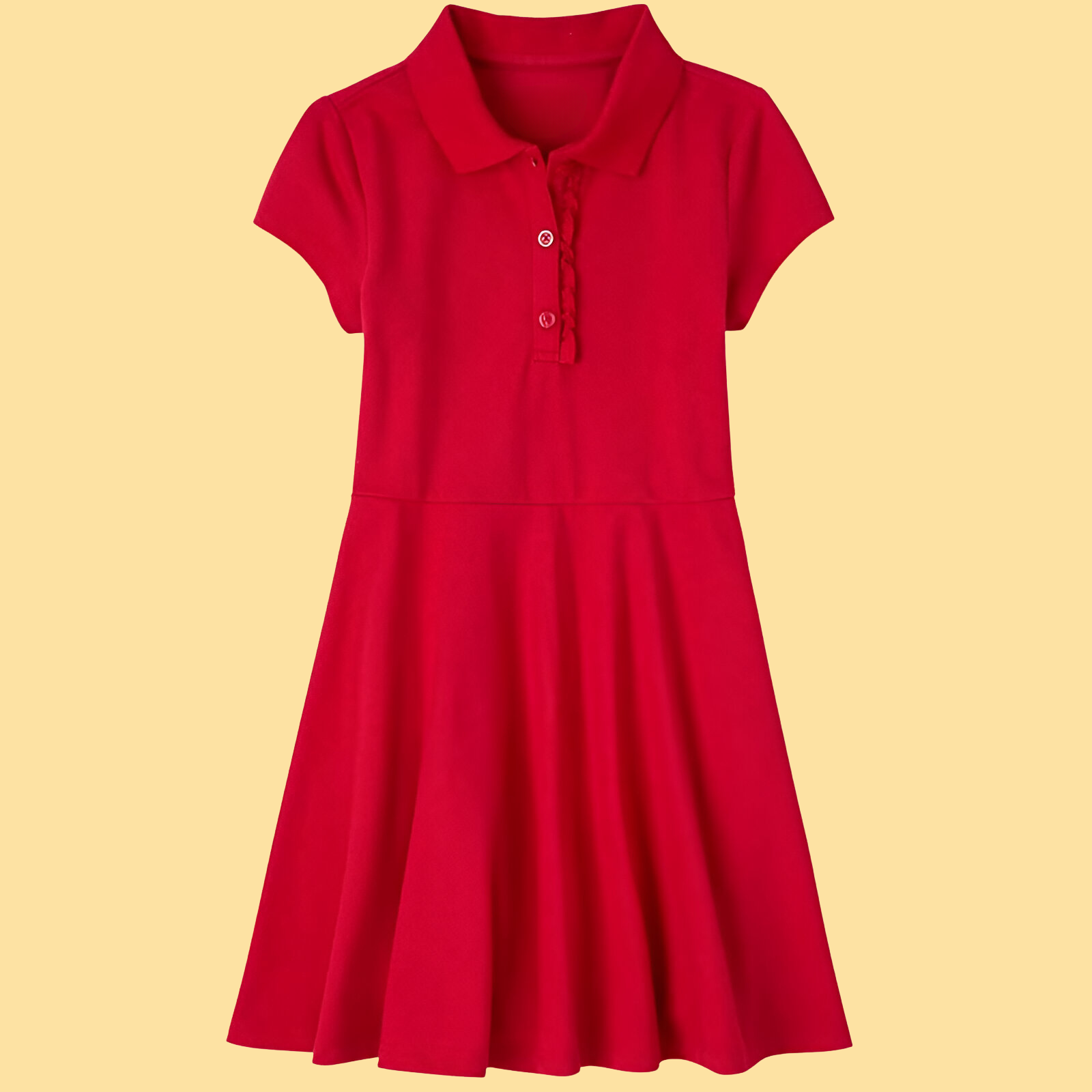 Girls Short Sleeve Ruffle Polo Dress