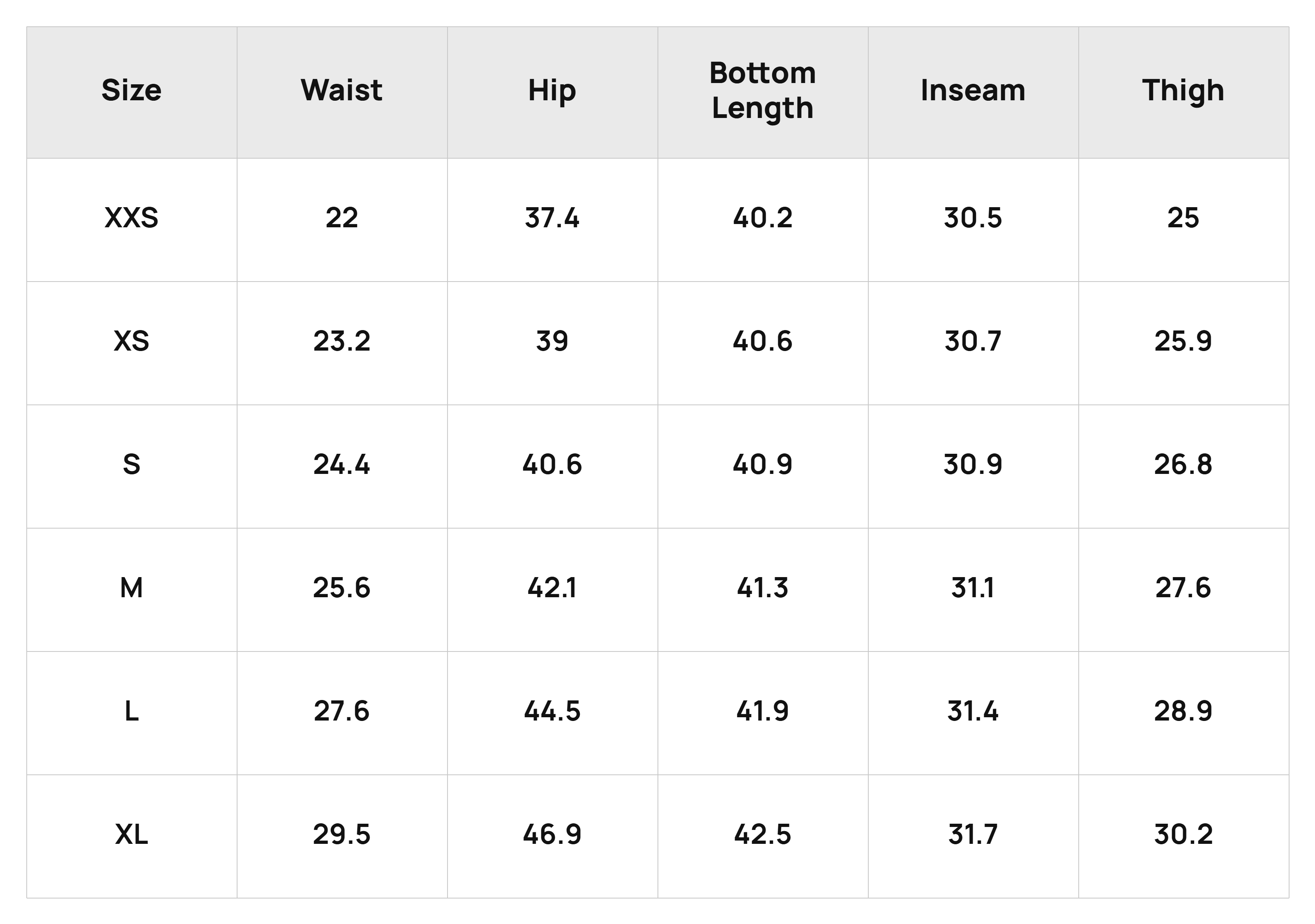 Size Chart