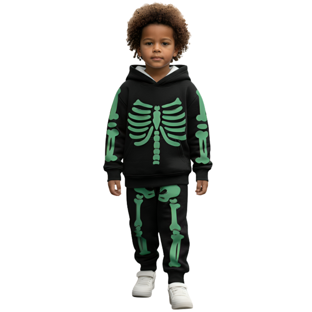 Halloween Themed Hooded Sweatshirt And Pants Set For Boys