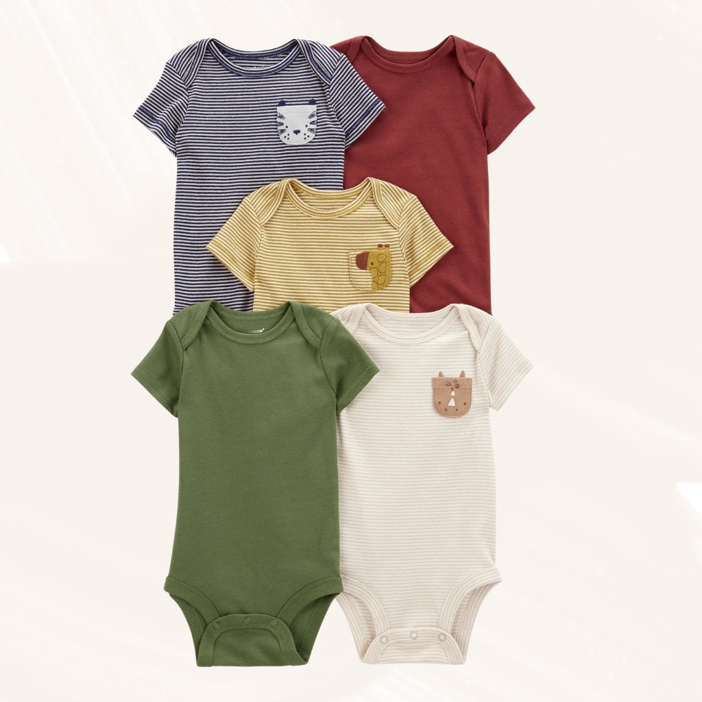 Half Sleeves Striped Onesies Pack Of 5