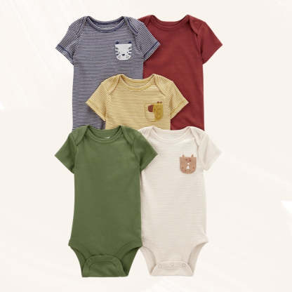 Half Sleeves Striped Onesies Pack Of 5
