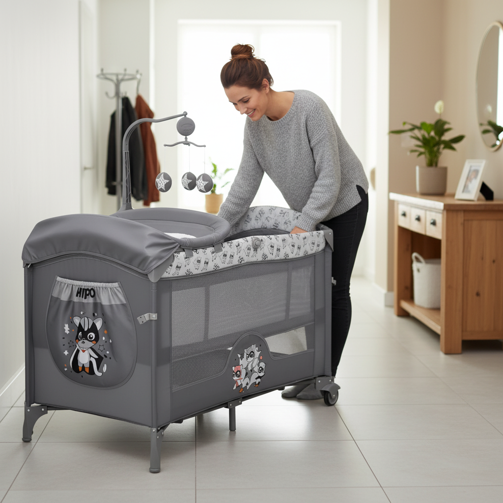 4 In 1 Baby Bassinet And Bedside Sleeper With Changing Table And Zip Door