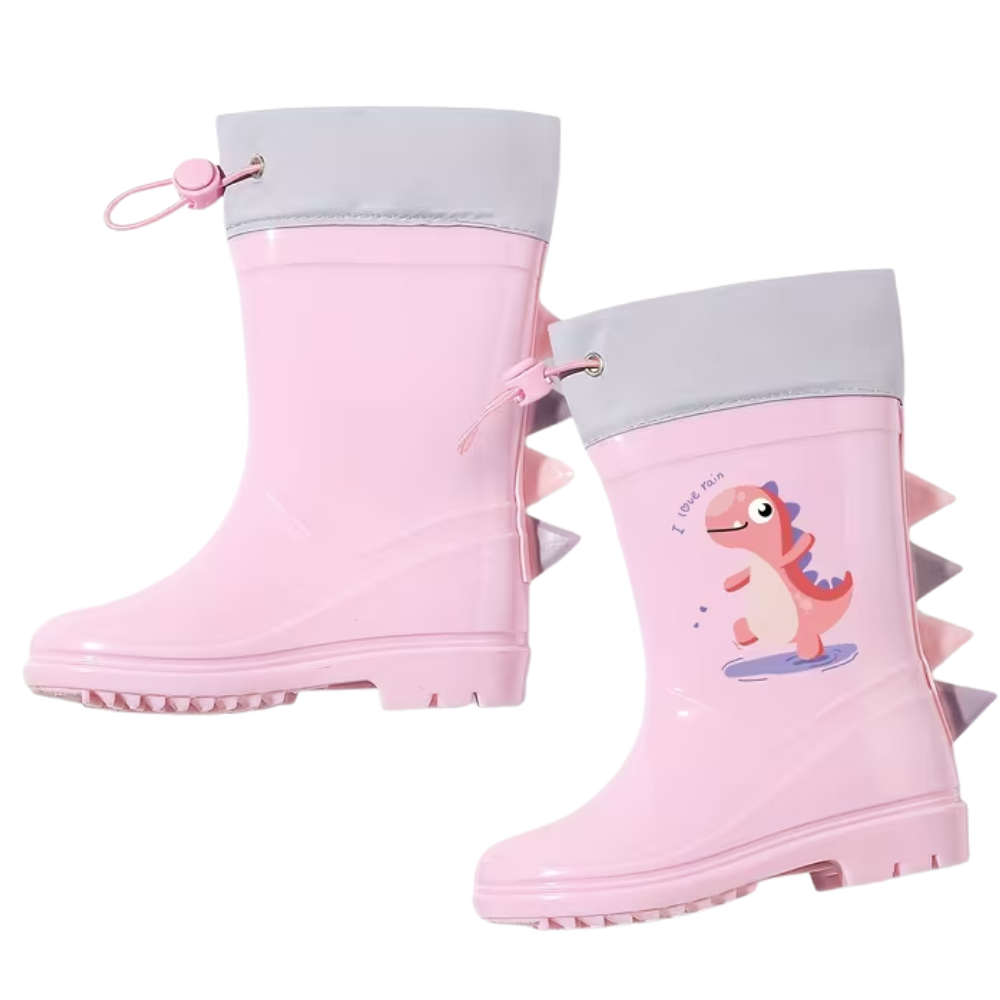 Waterproof Dinosaur Design PVC Boots With Anti Slip Sole For Kids