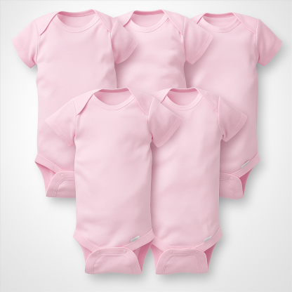 Baby Girls 5 Pack Solid Onesies Bodysuits