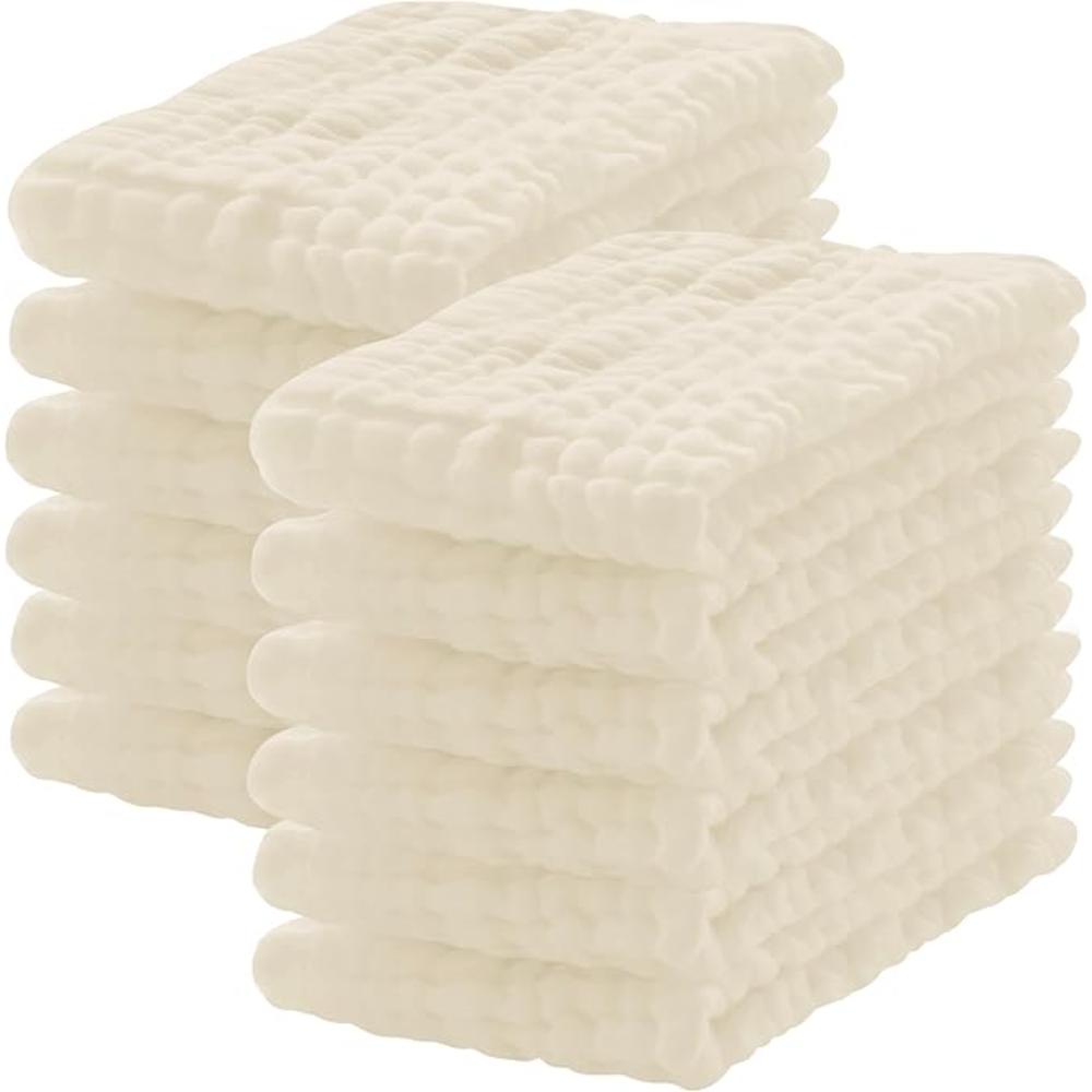 12 Of Pack Cotton Muslin Burp Cloths for Baby Large Extra Soft and Absorbent White
