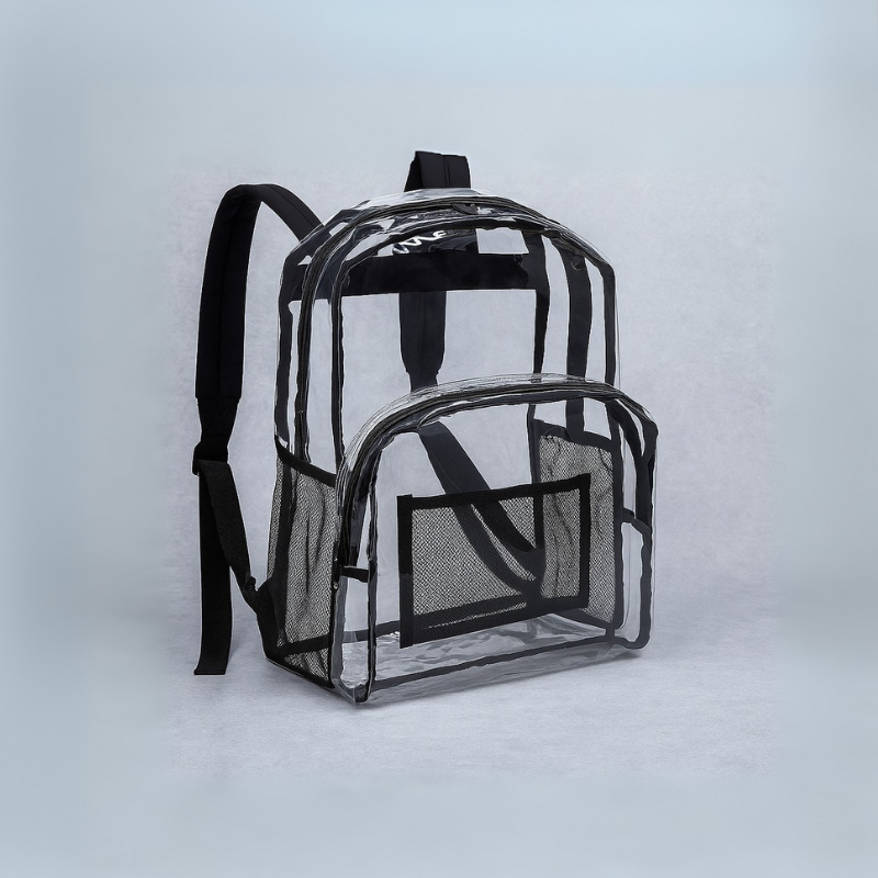 Transparent School Backpack with Water Resistant PVC Plastic Material
