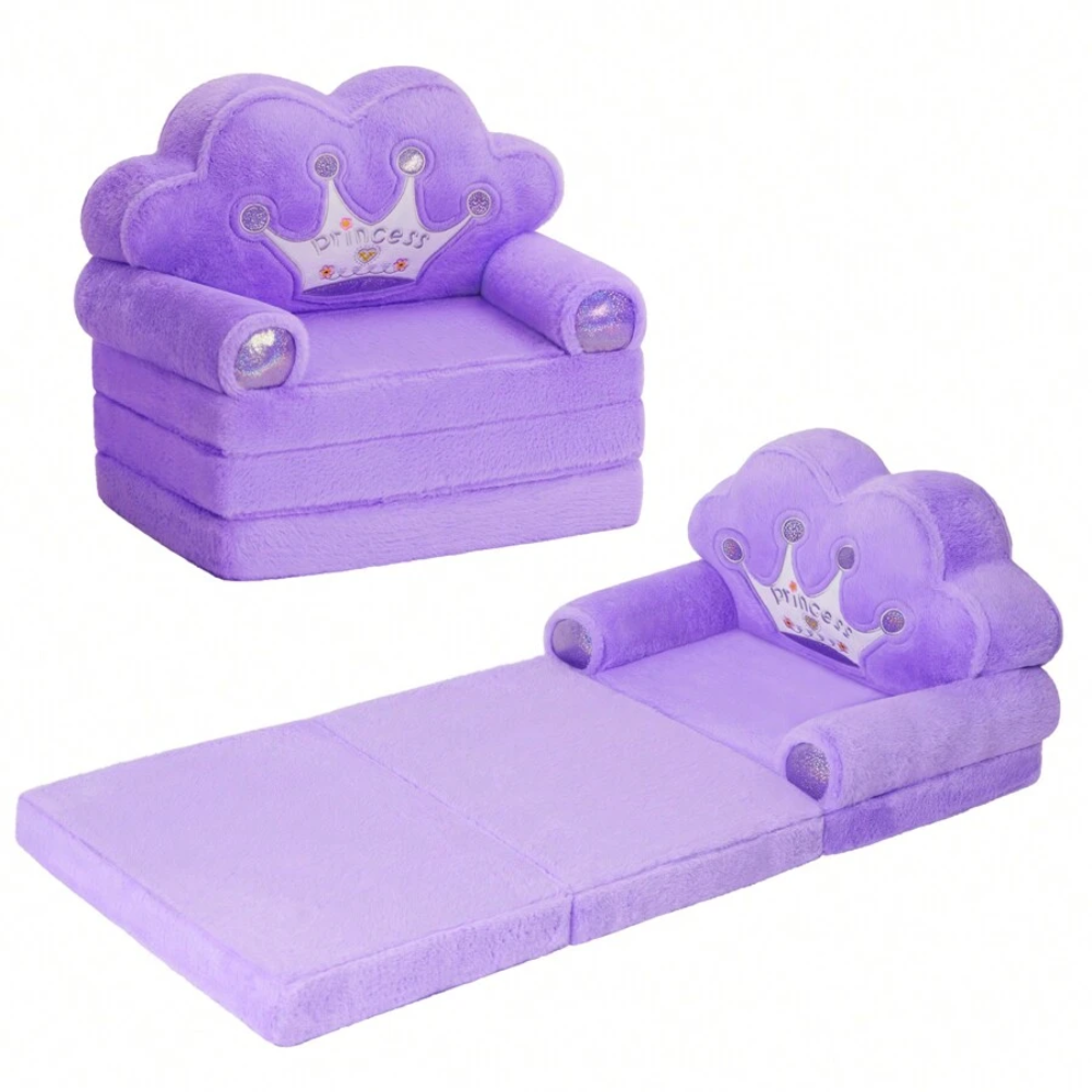 2-in-1 Foldable Princess Convertible Toddler Couch