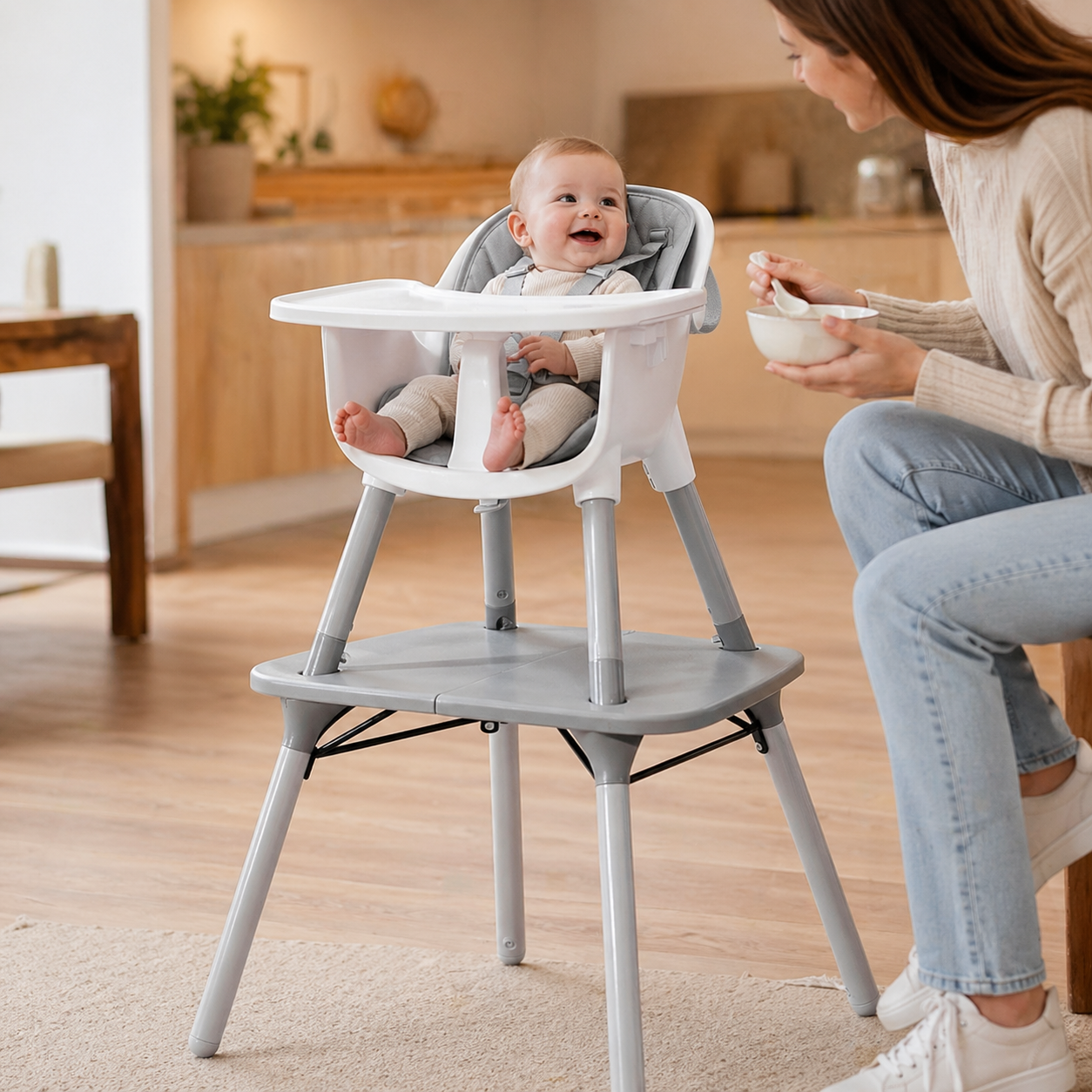 4 In 1 Convertible High Chair Set Pu For Kids