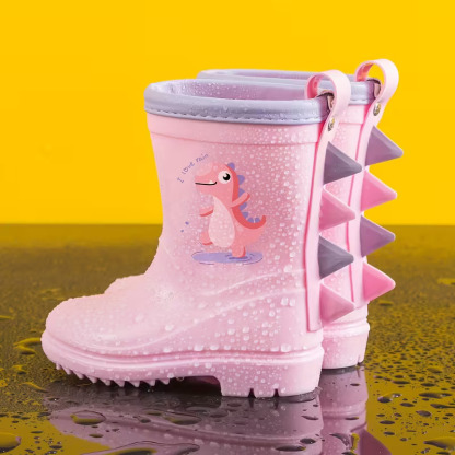 Dinosaur Theme Rain Boots With Spiky Design And Anti Slip Sole