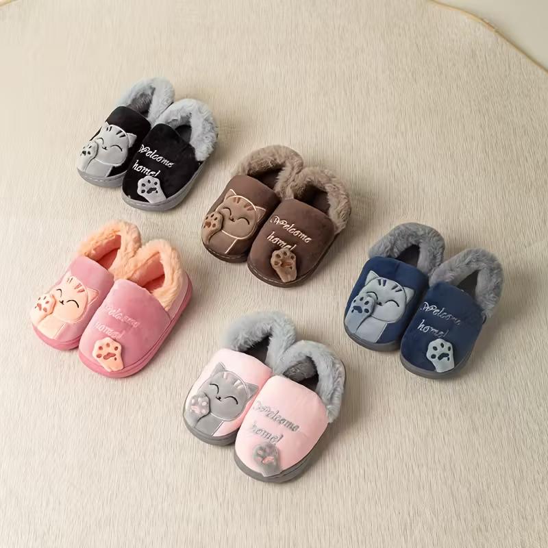 Furry Cartoon Design House Shoes For Kids