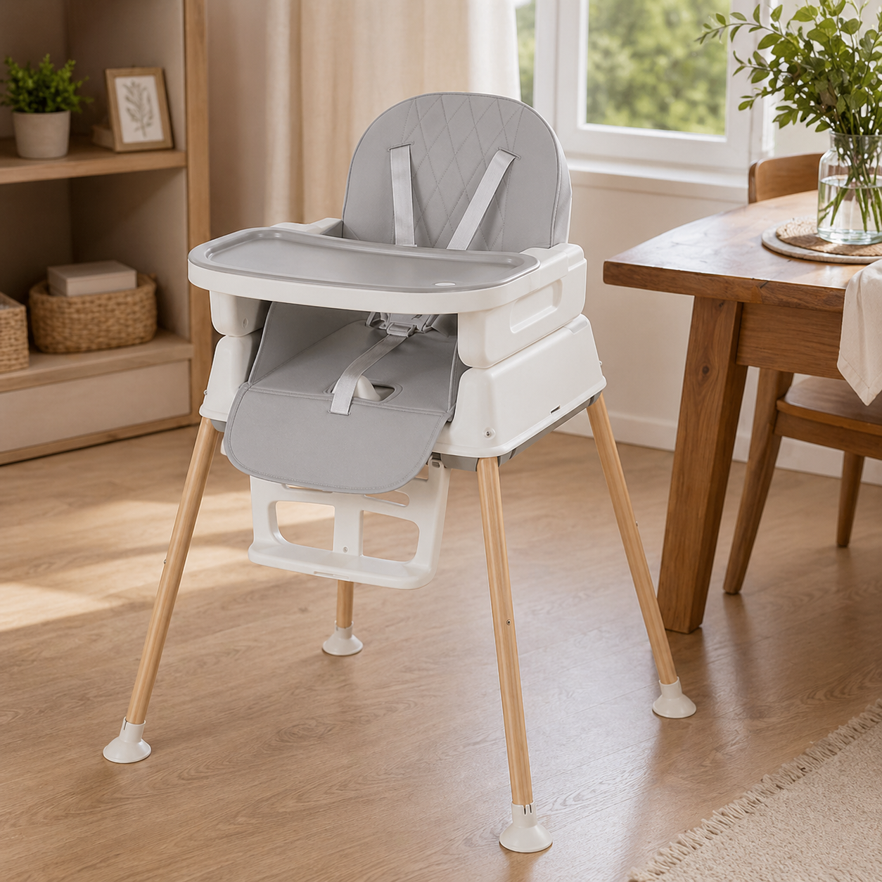 7-In-1 Foldable High Chair With Adjustable Height And Tray